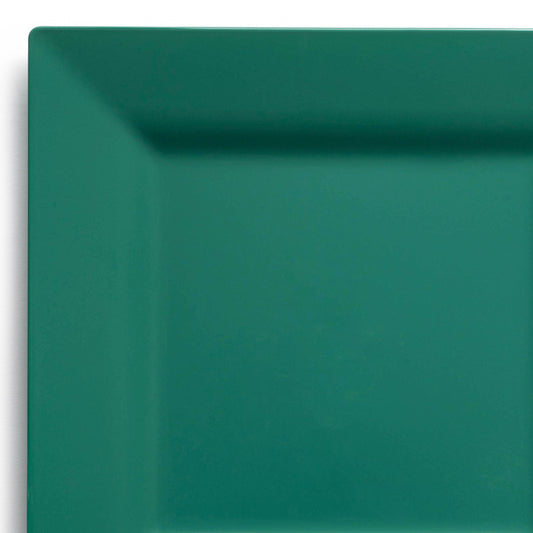Hunter Green Square Disposable Plastic Dinner Plates (9.5")