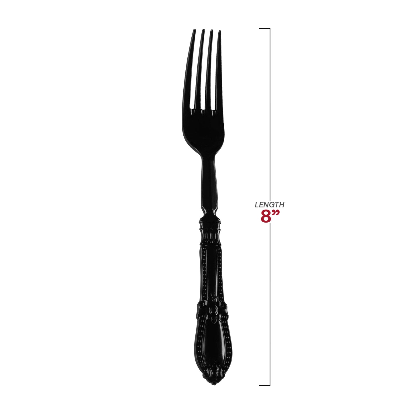 Black Baroque Disposable Plastic Dinner Forks Dimension | The Kaya Collection