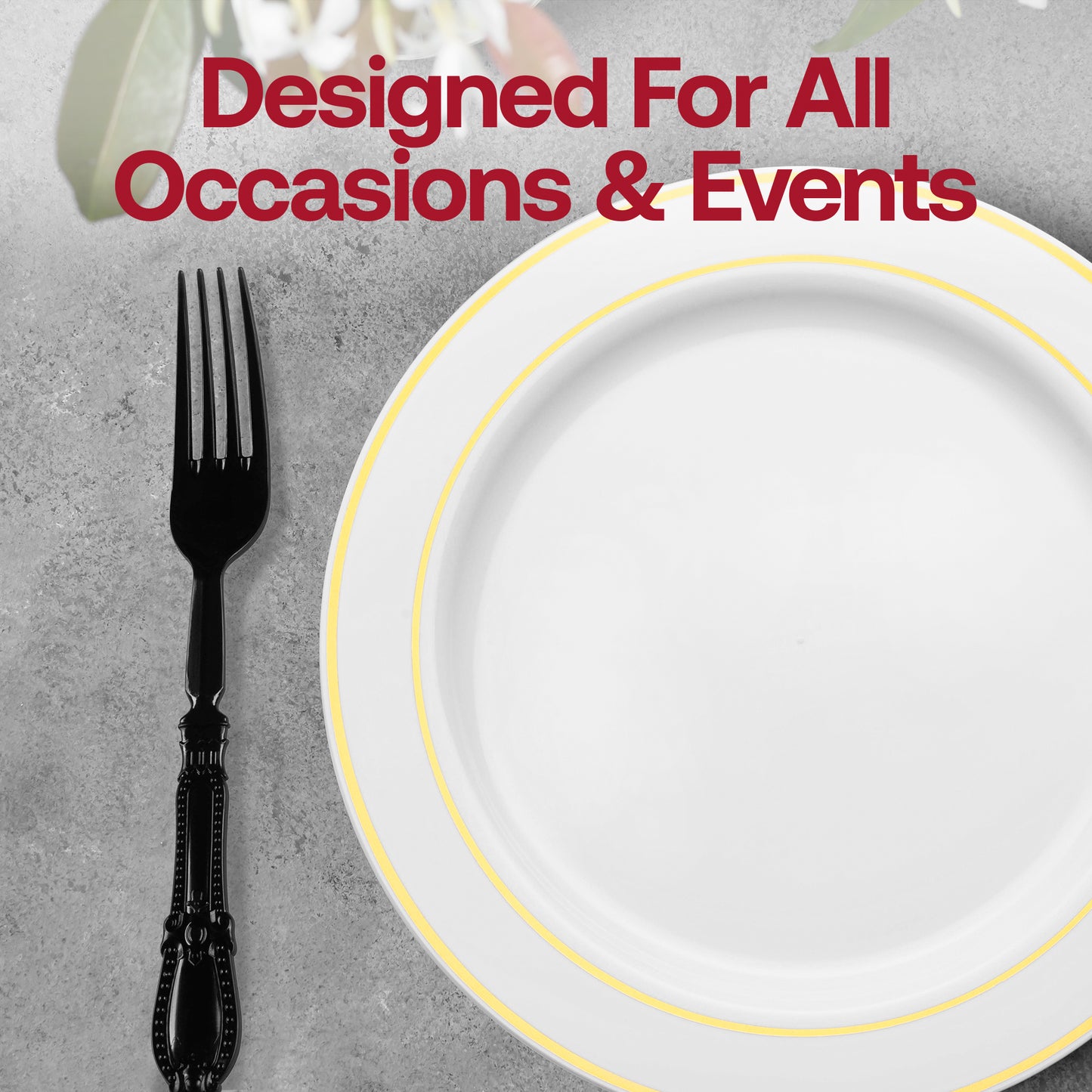 Black Baroque Disposable Plastic Dinner Forks Lifestyle | The Kaya Collection