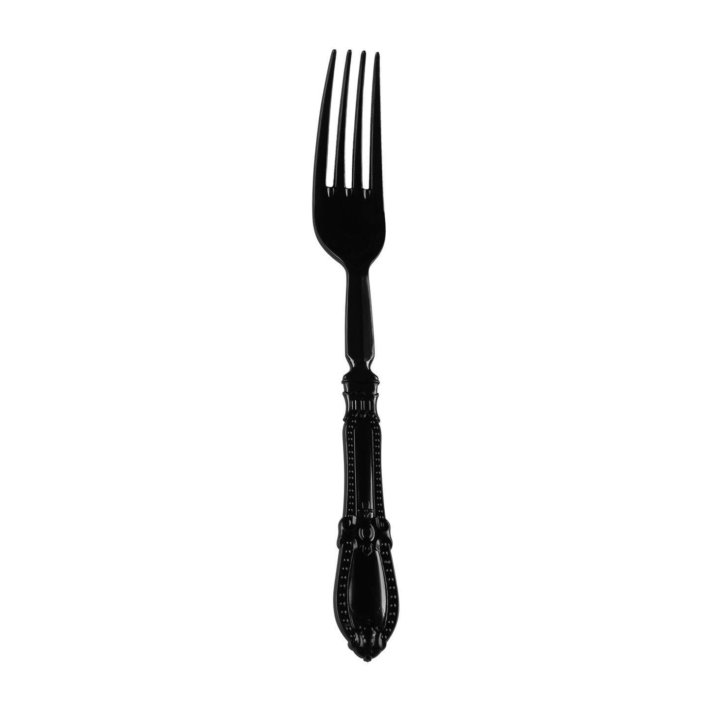 Black Baroque Disposable Plastic Dinner Forks Main | The Kaya Collection