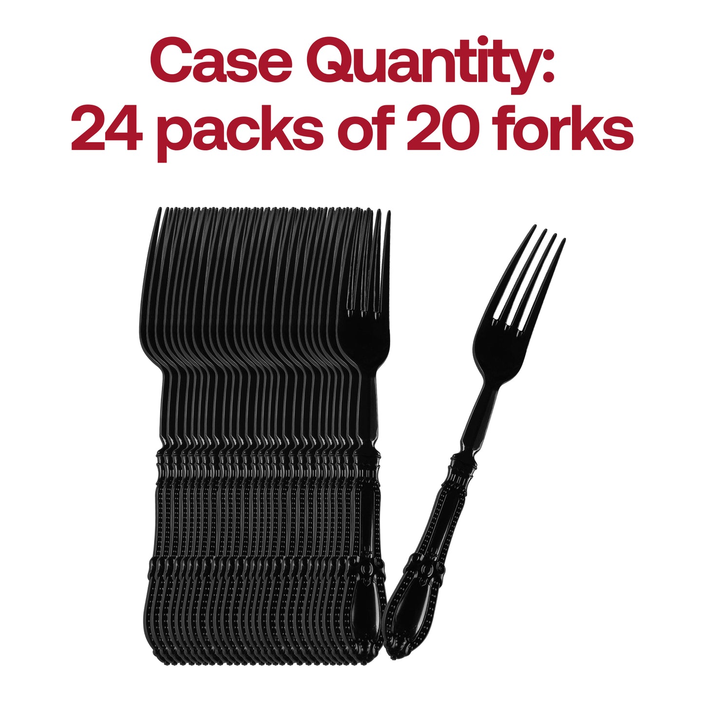 Black Baroque Disposable Plastic Dinner Forks Quantity | The Kaya Collection