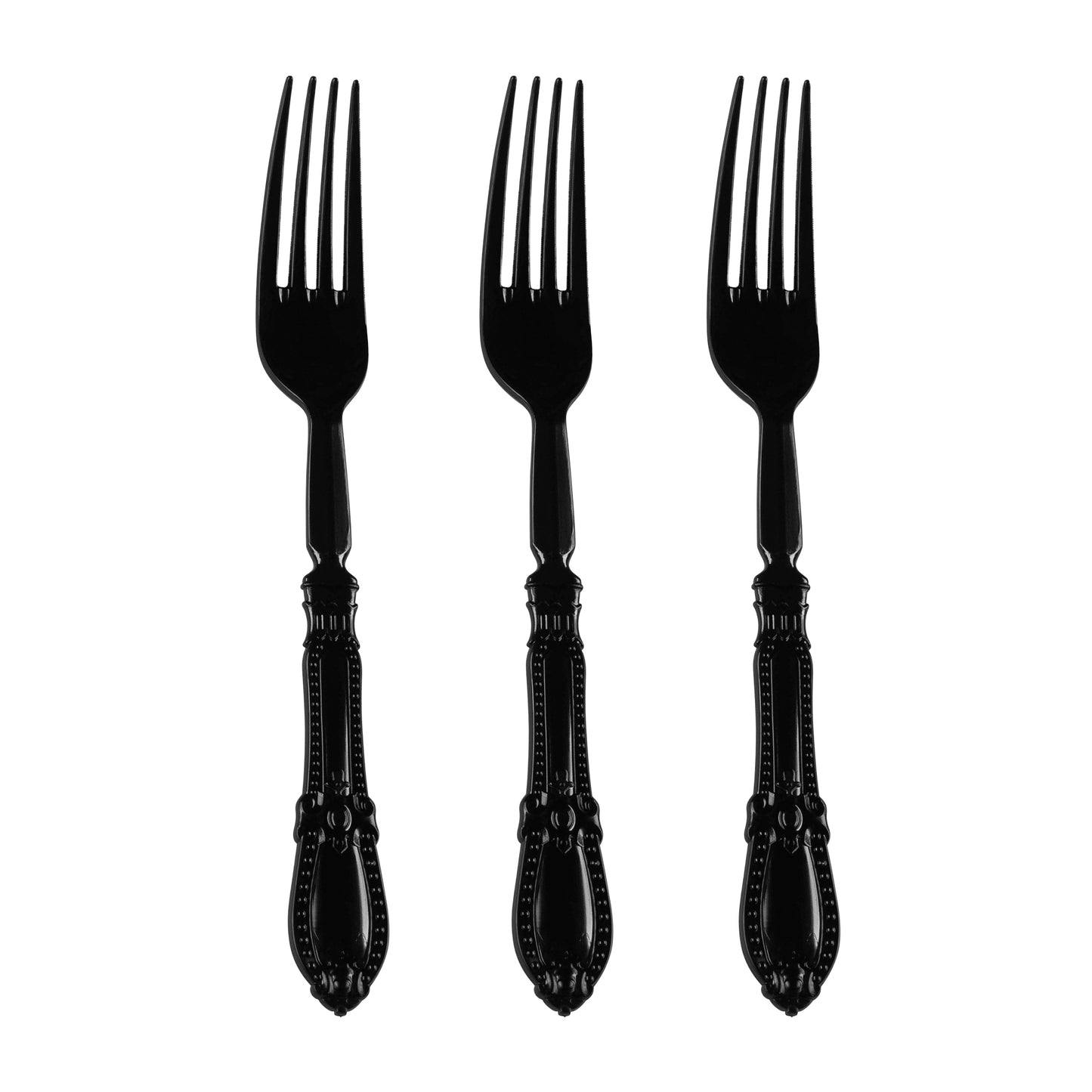Black Baroque Disposable Plastic Dinner Forks Secondary | The Kaya Collection