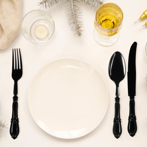 Black Baroque Plastic Dinner Spoons