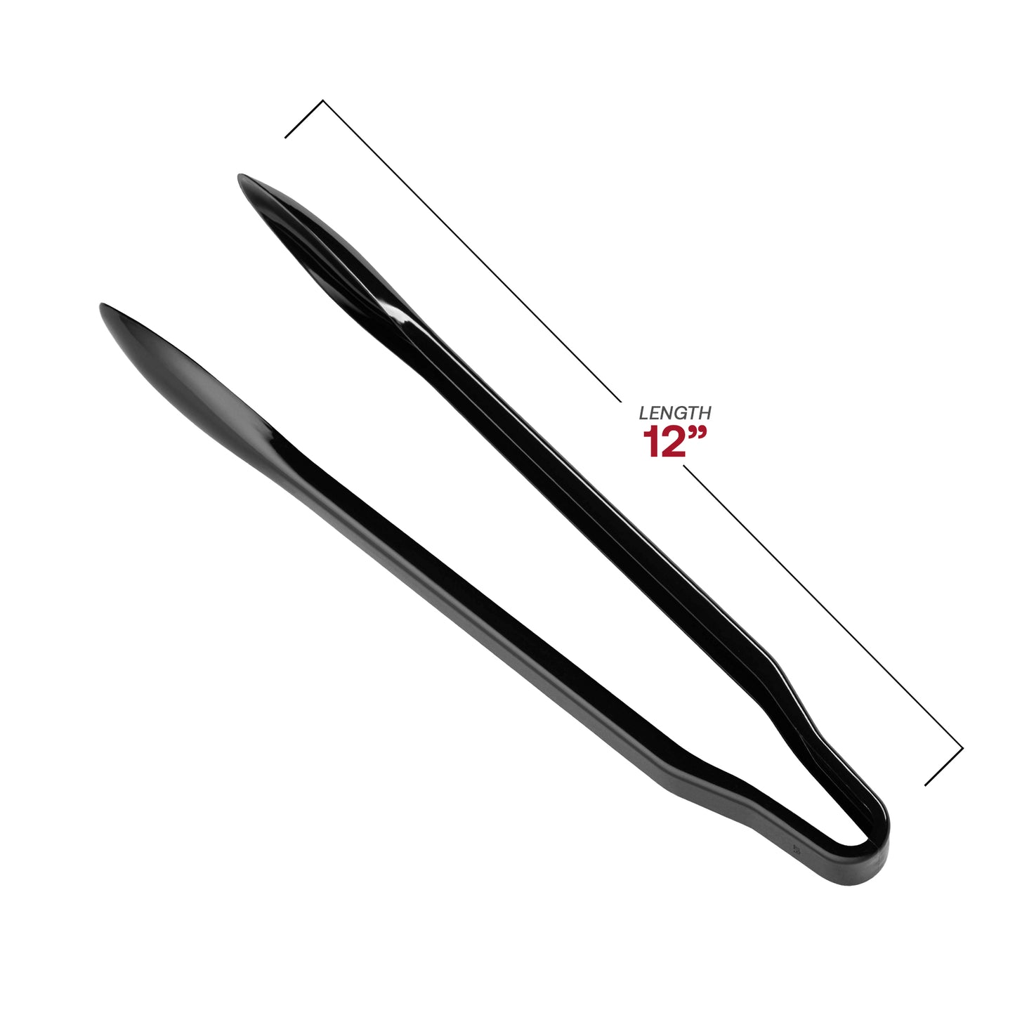 12" Black Plastic Serving Tongs