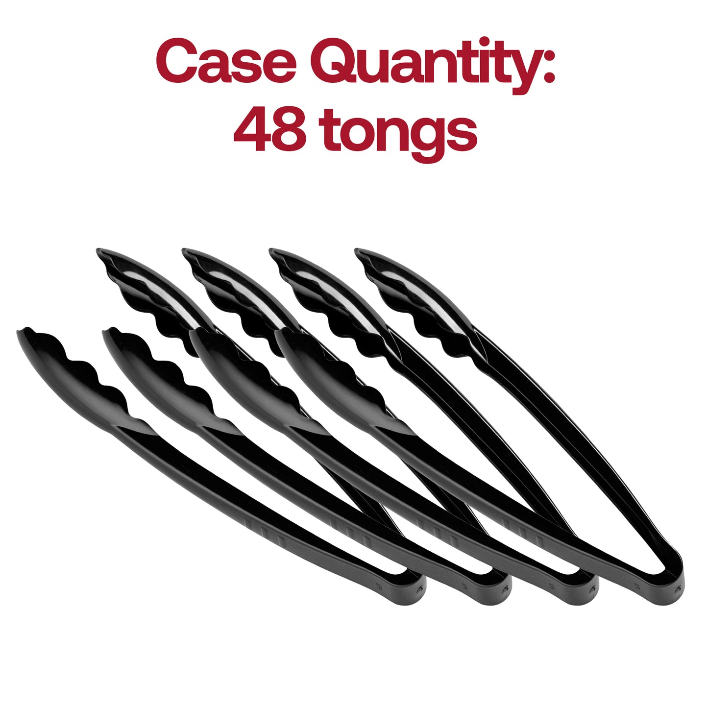 9" Black Plastic Serving Tongs