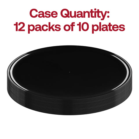 Black Flat Round Disposable Plastic Dinner Plates (10