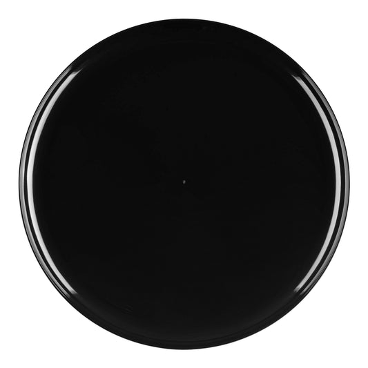 Black Flat Round Disposable Plastic Pastry Plates (6.25") | The Kaya Collection