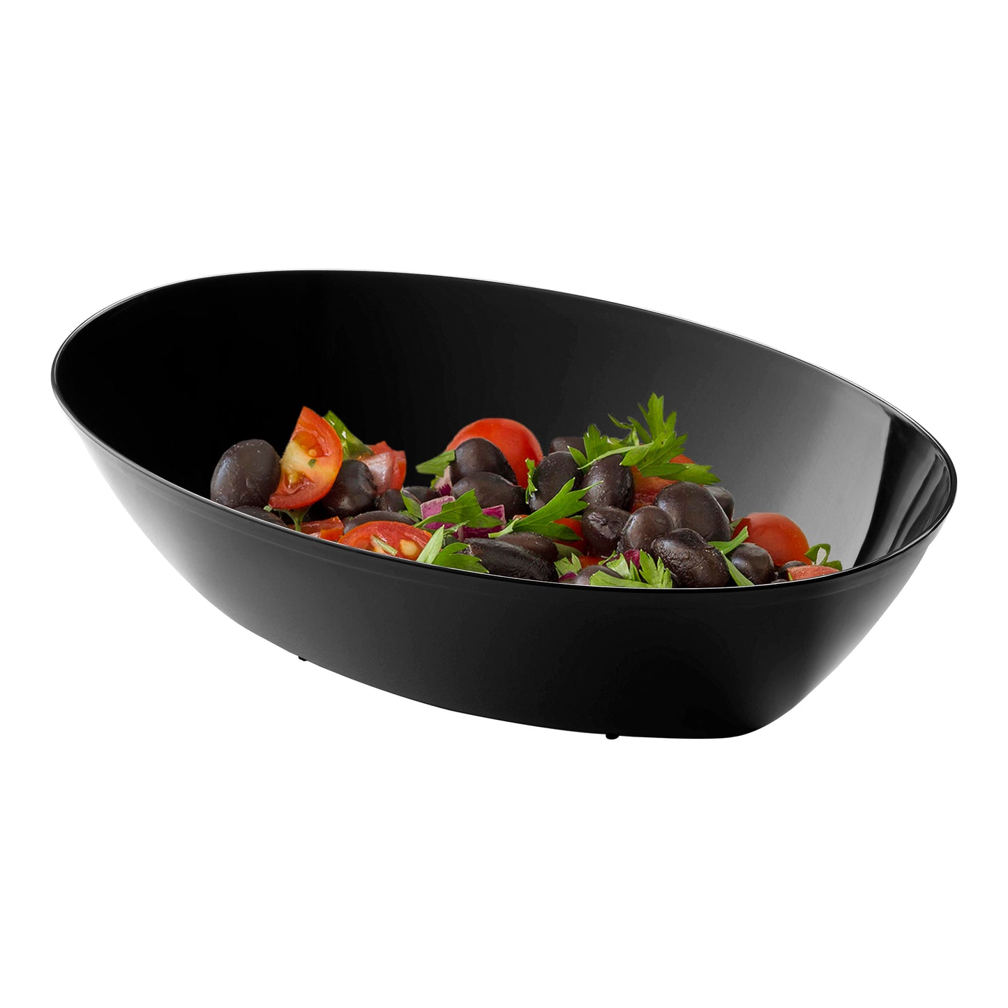 Black Oval Disposable Plastic Serving Bowls (2 qt.)