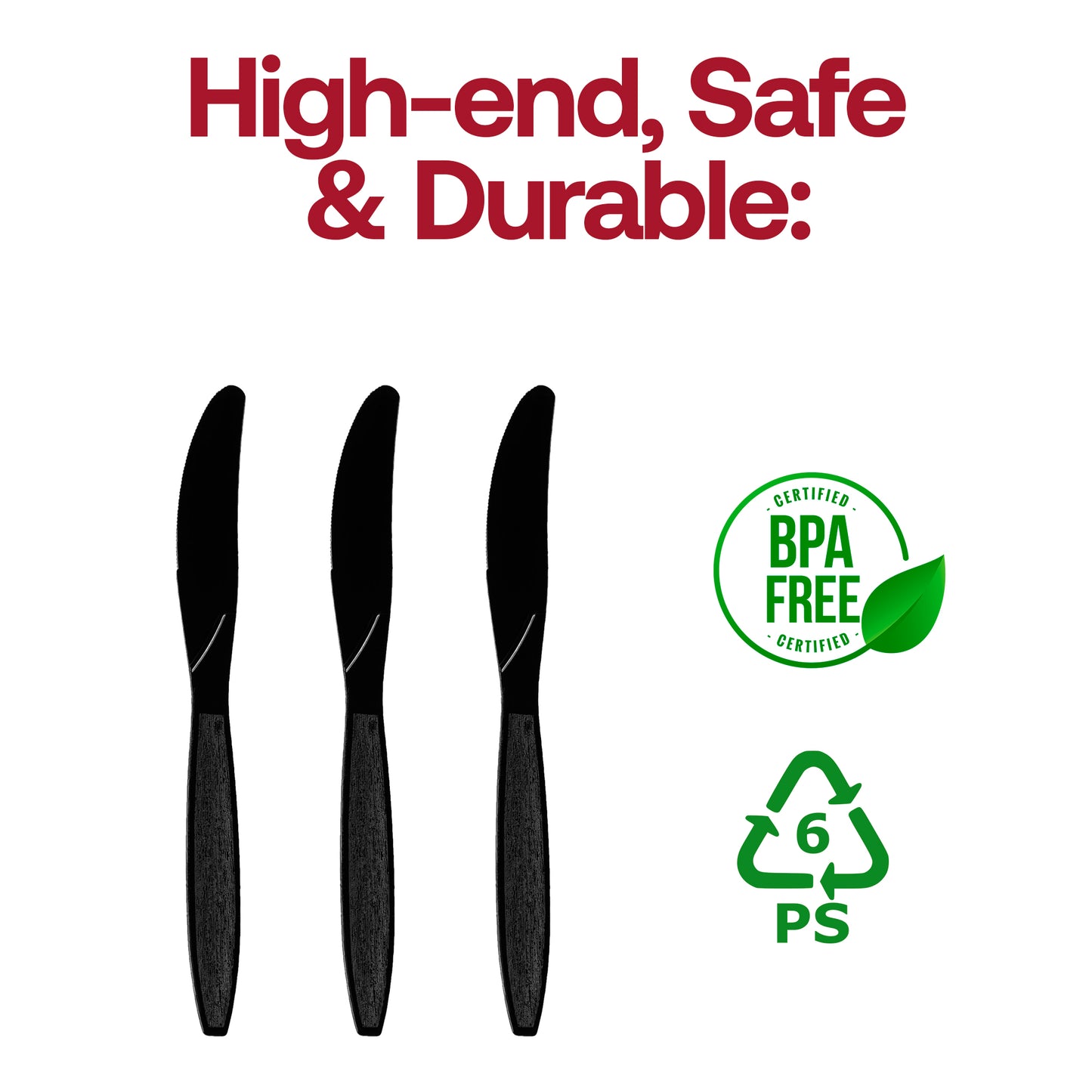 Black Plastic Disposable Knives BPA | The Kaya Collection