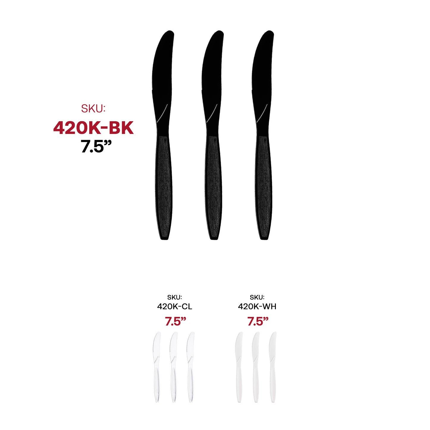 Black Plastic Disposable Knives SKU | The Kaya Collection