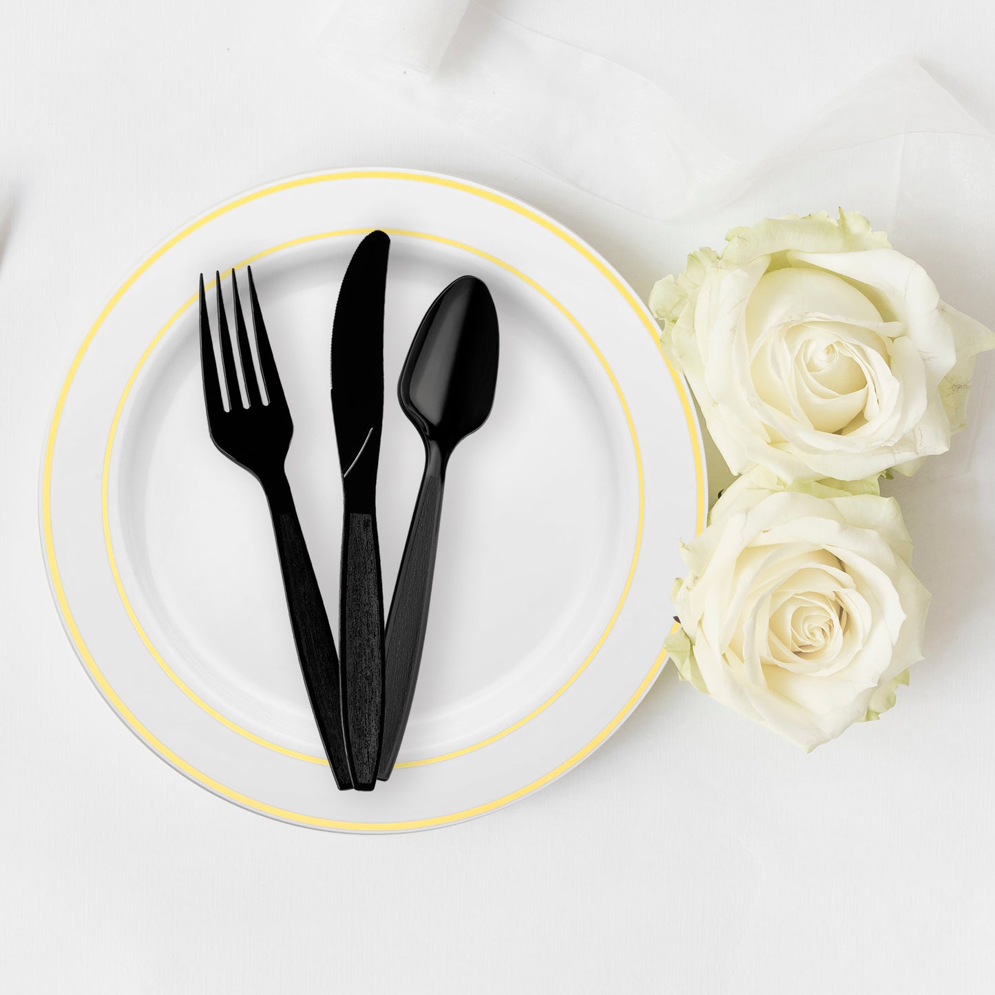 Black Disposable Plastic Spoons