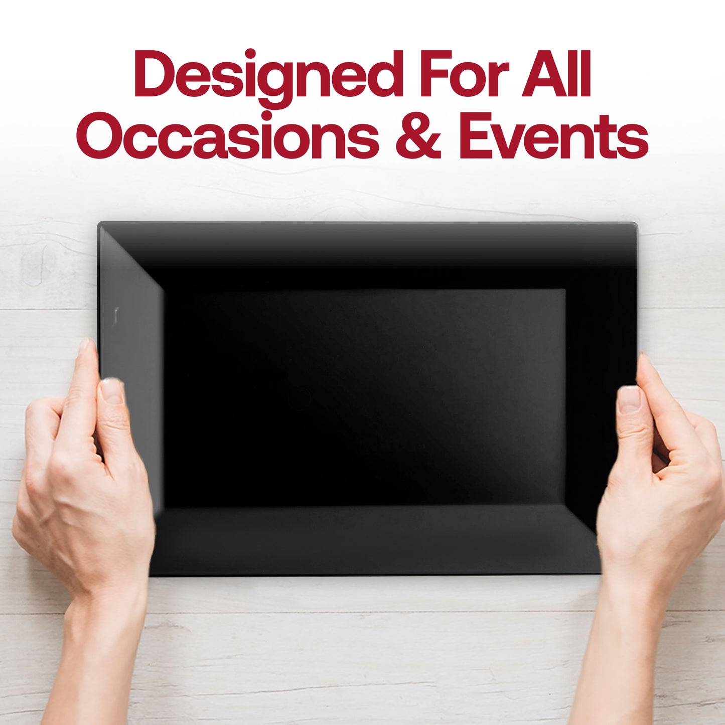 Black Rectangular Disposable Plastic Dessert Plates (5.5" x 8.5")