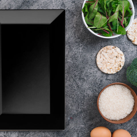 Black Rectangular Disposable Plastic Dessert Plates (5.5