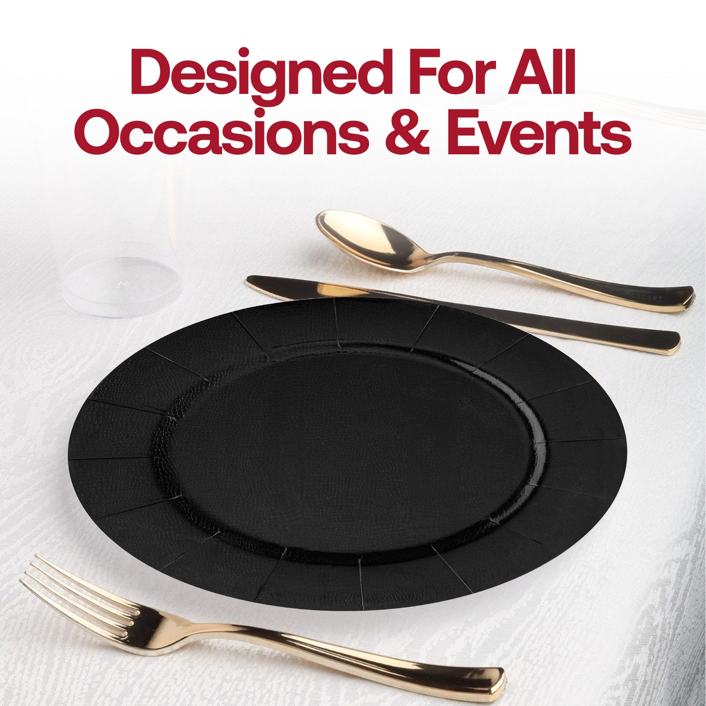 Black Round Paper Charger Plates (13")