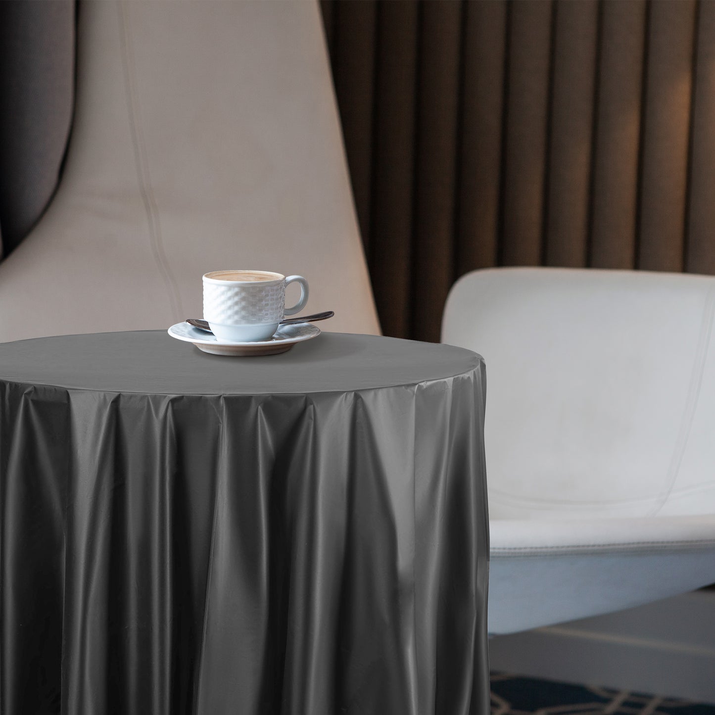 Black Round Plastic Tablecloths (84")