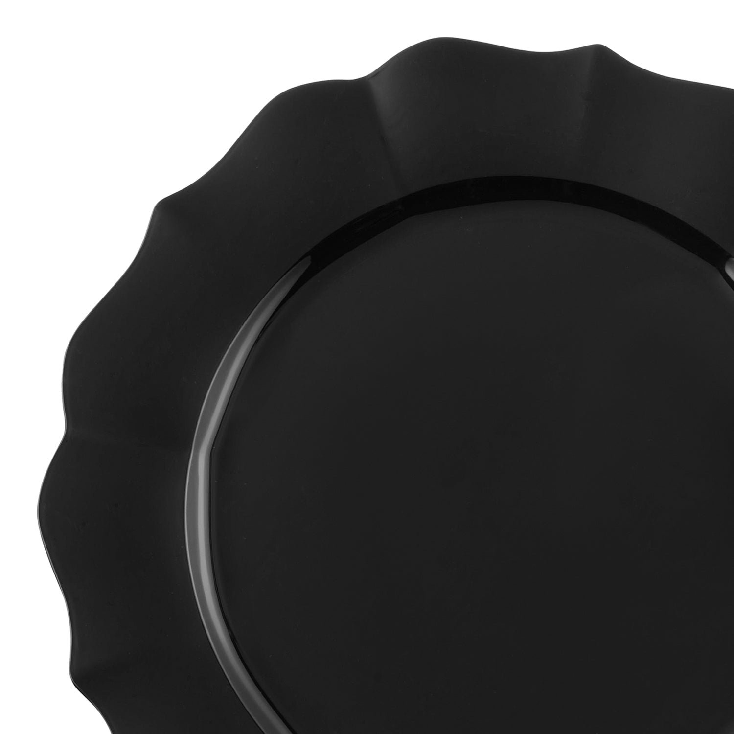 Black Round Lotus Plastic Appetizer/Salad Plates (7.5") | The Kaya Collection