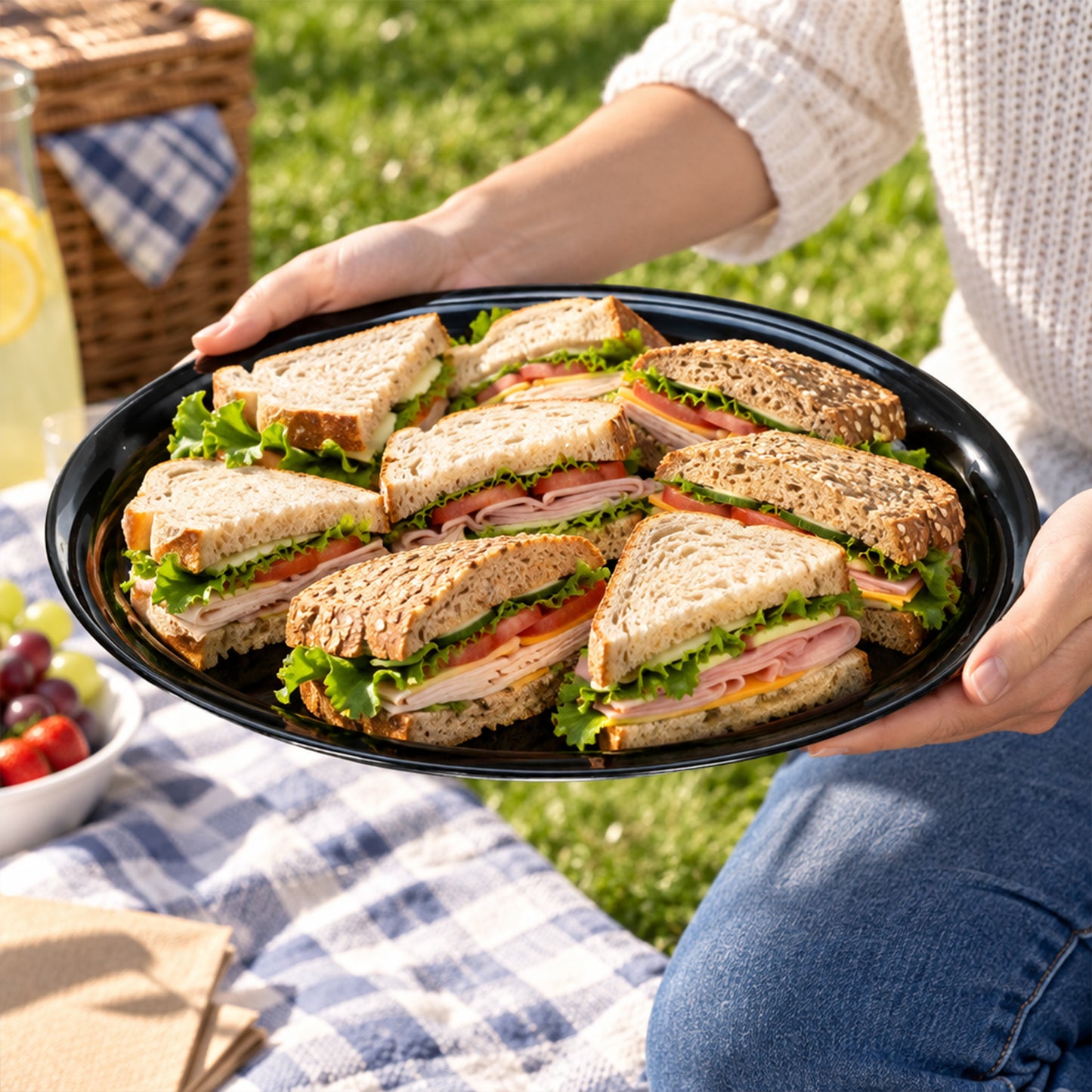 18" Black Round Plastic Trays