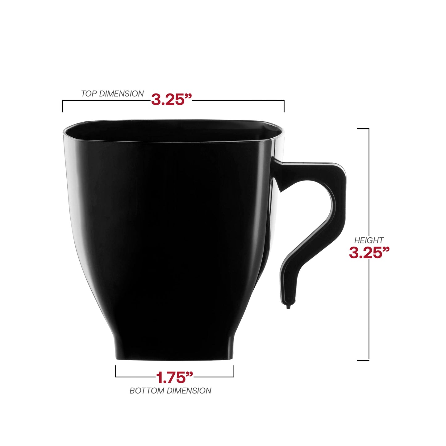 8 oz. Black Square Disposable Plastic Coffee Mugs | Kaya Collection
