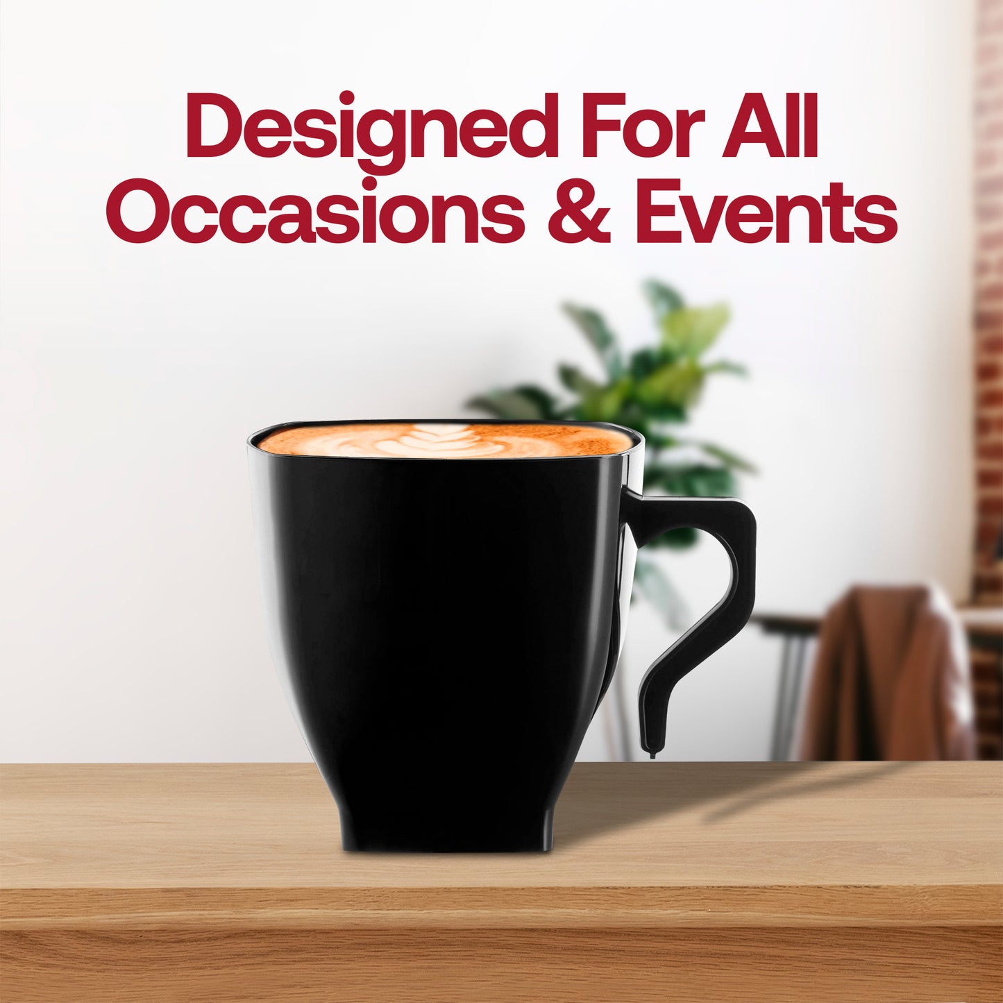8 oz. Black Square Disposable Plastic Coffee Mugs | Kaya Collection