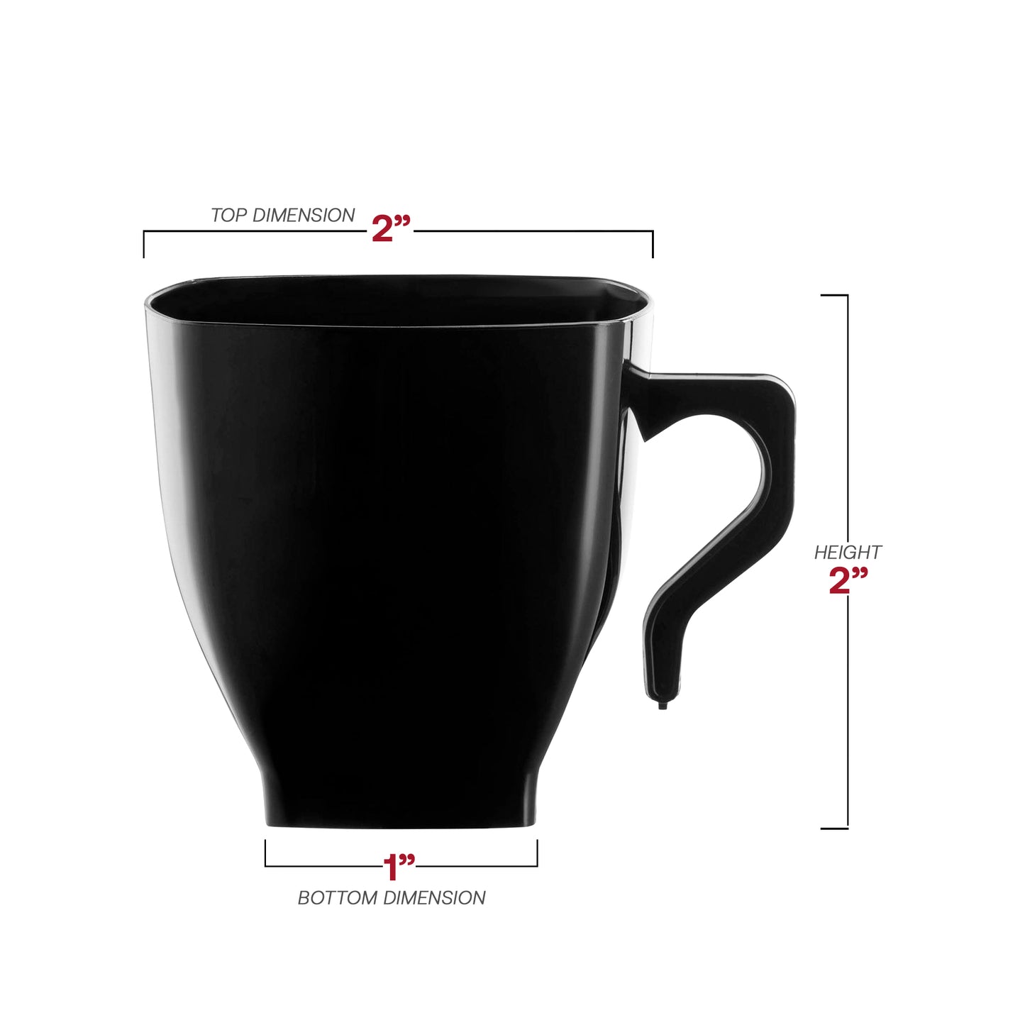 2 oz. Black Square Disposable Plastic Mini Coffee Tea Cups | Kaya Collection