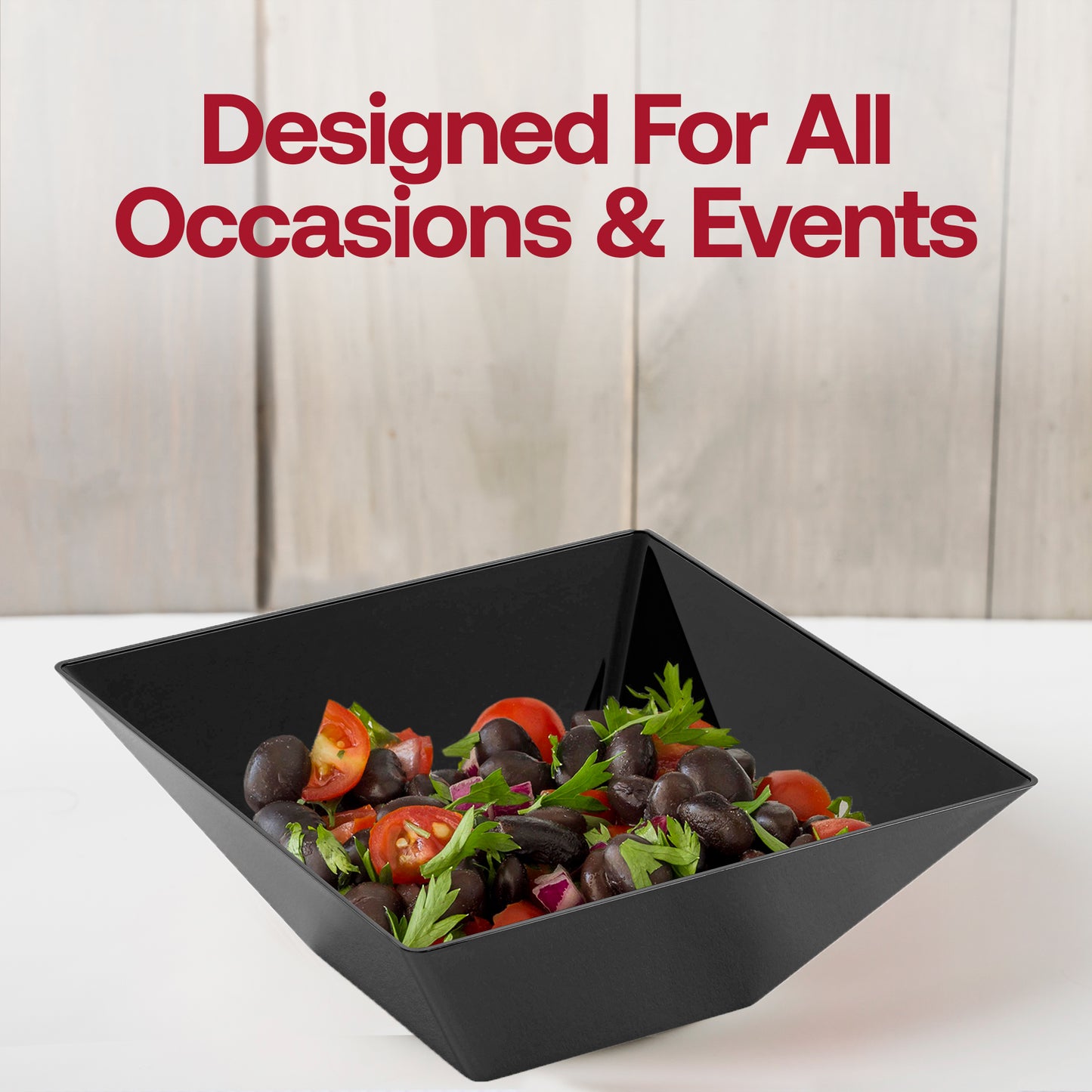 Black Square Disposable Plastic Serving Bowls (3 qt.)