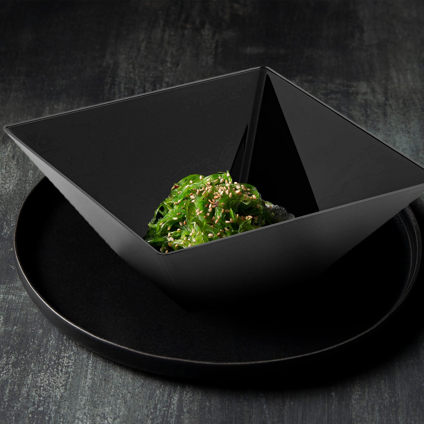 Black Square Disposable Plastic Serving Bowls (3 qt.)