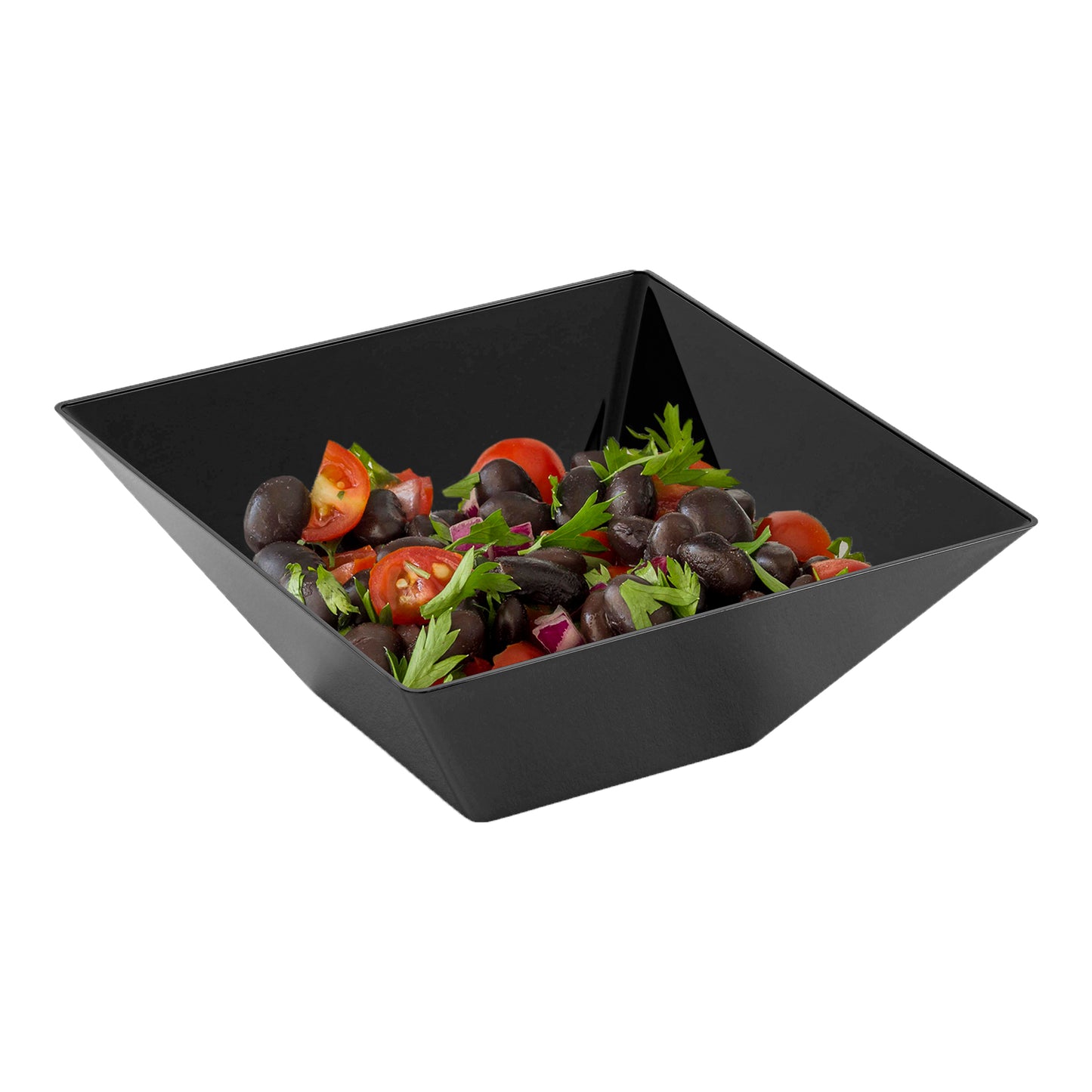 Black Square Disposable Plastic Serving Bowls (3 qt.)