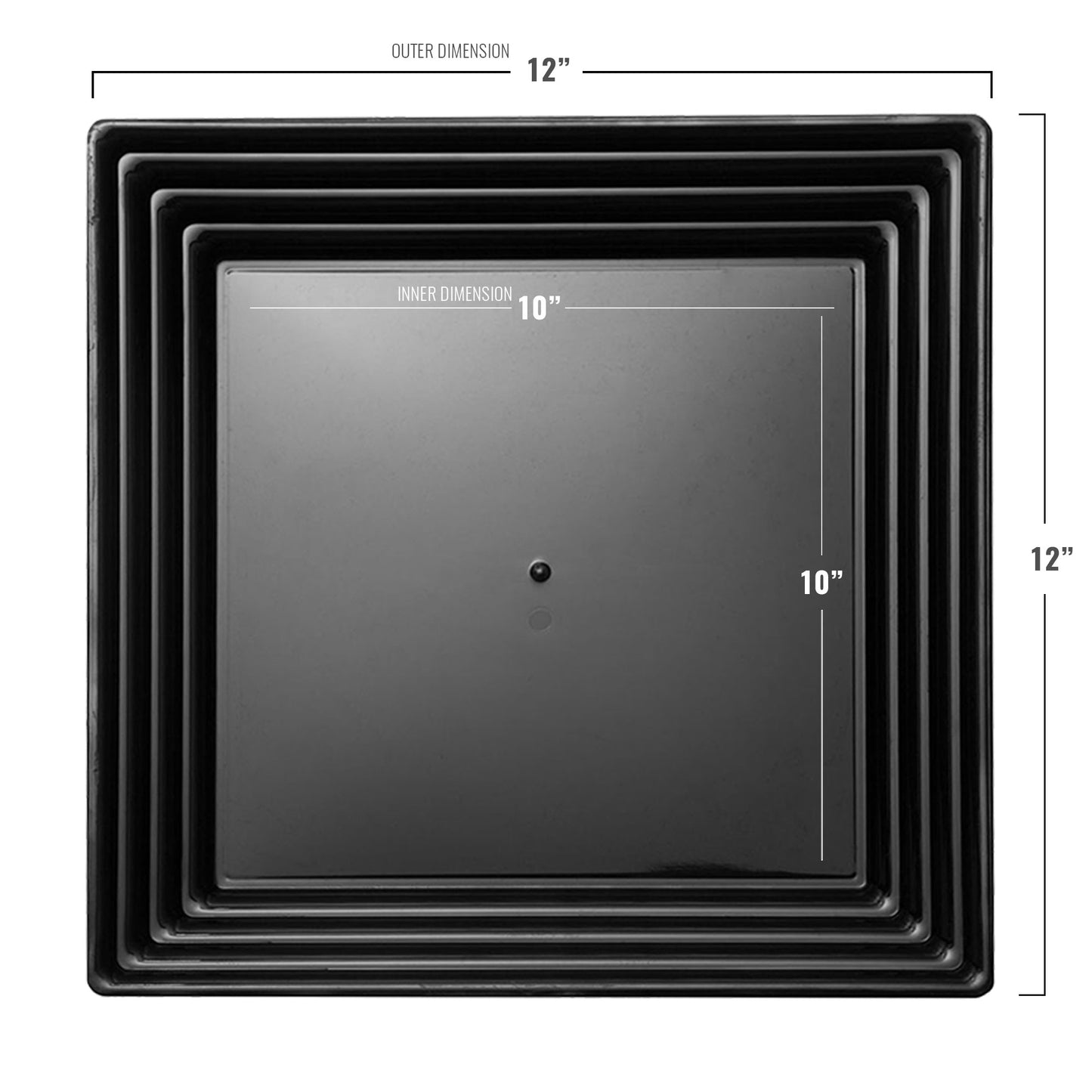 12" x 12" Black Square with Groove Rim Plastic Serving Trays | The Kaya Collection