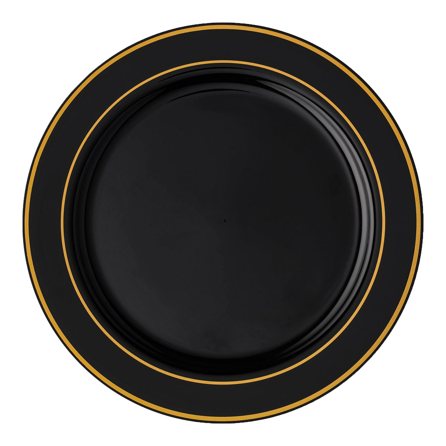 Black with Gold Edge Rim Plastic Appetizer/Salad Plates (7.5") | The Kaya Collection