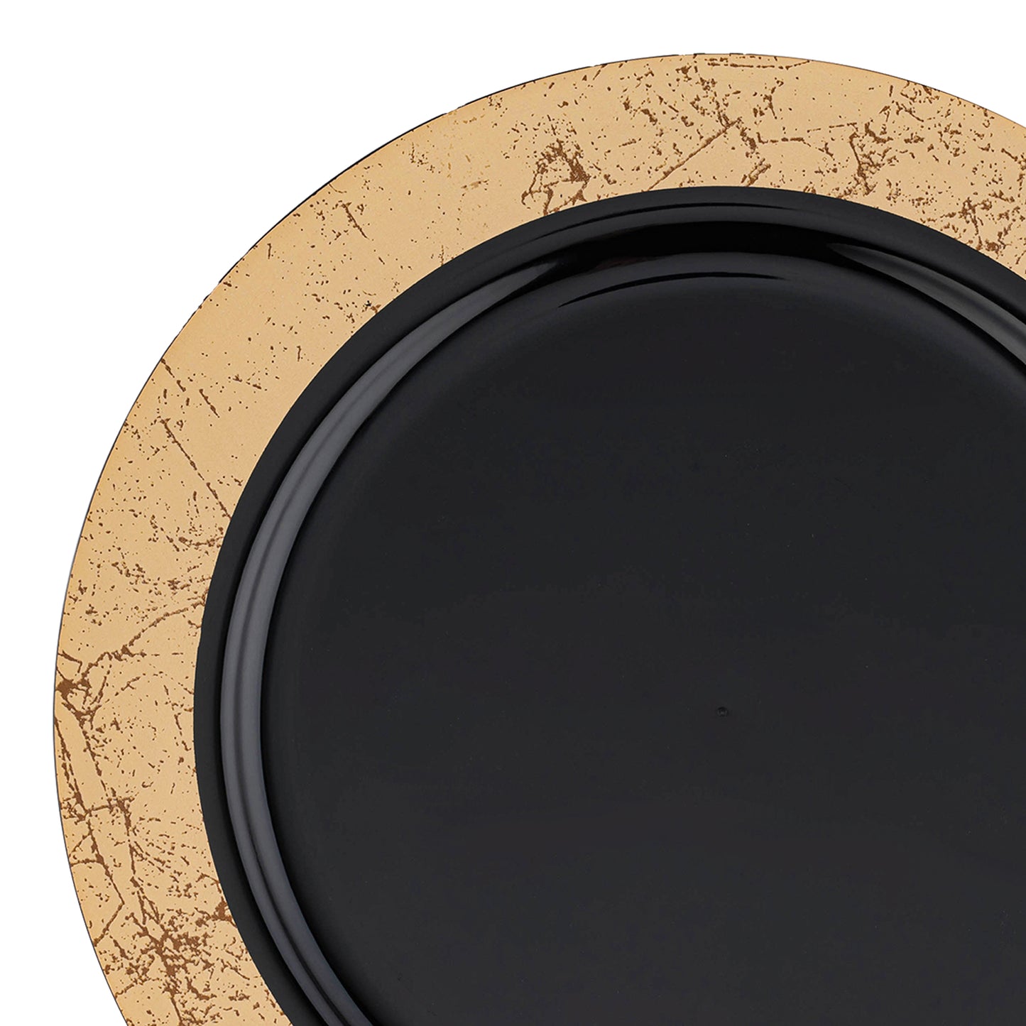 Black with Gold Marble Rim Disposable Plastic Appetizer/Salad Plates (7.5") | The Kaya Collection