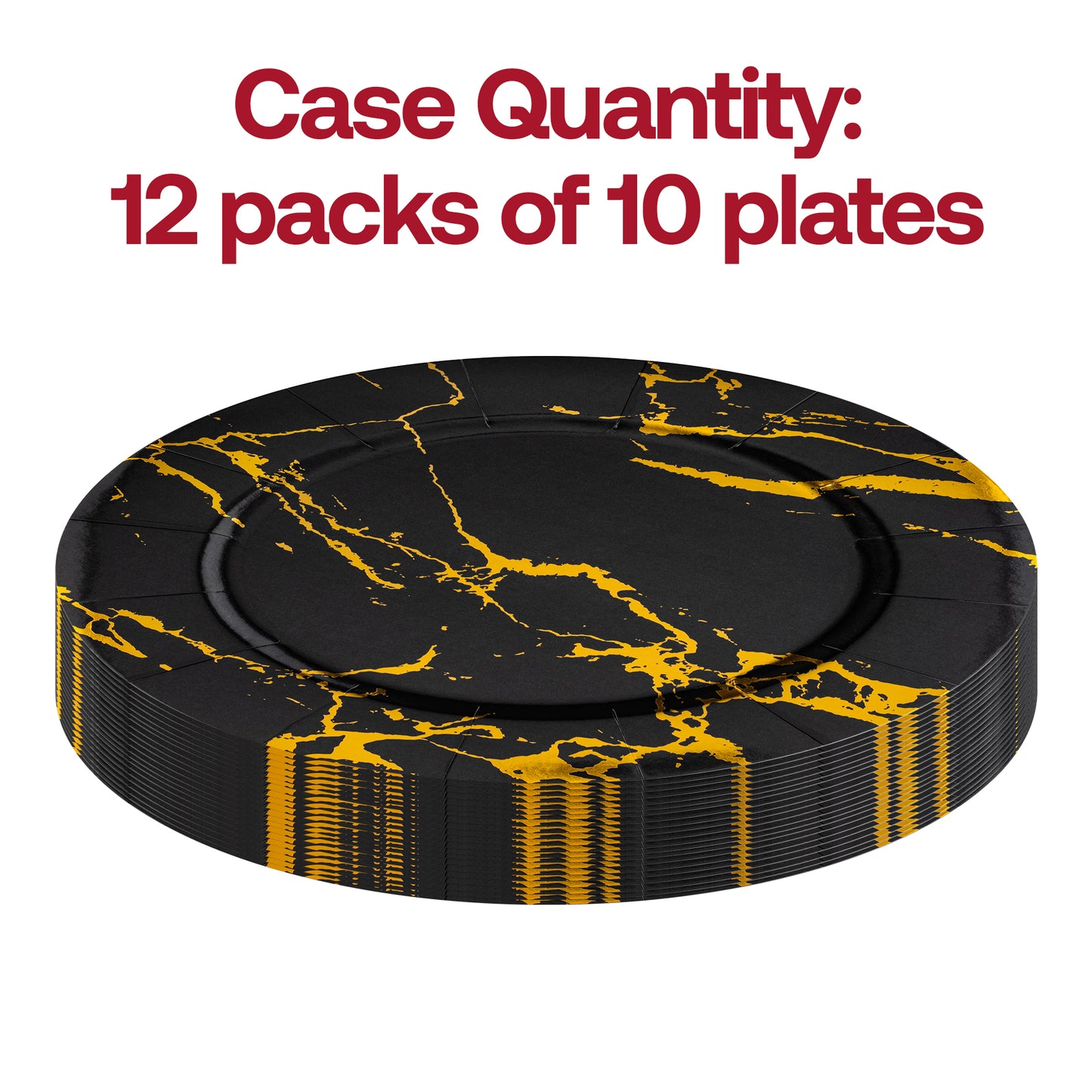 Black with Gold Marble Round Paper Charger Plates (13")