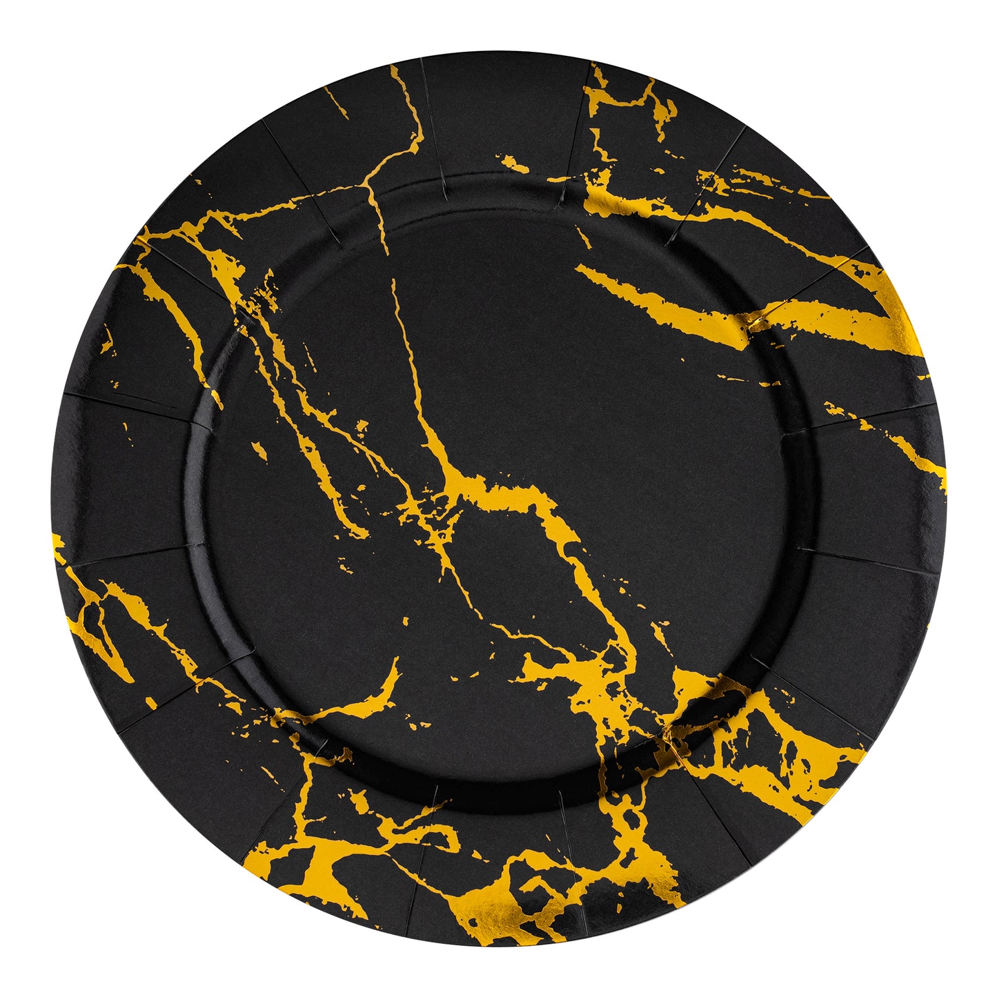 Black with Gold Marble Round Paper Charger Plates (13")