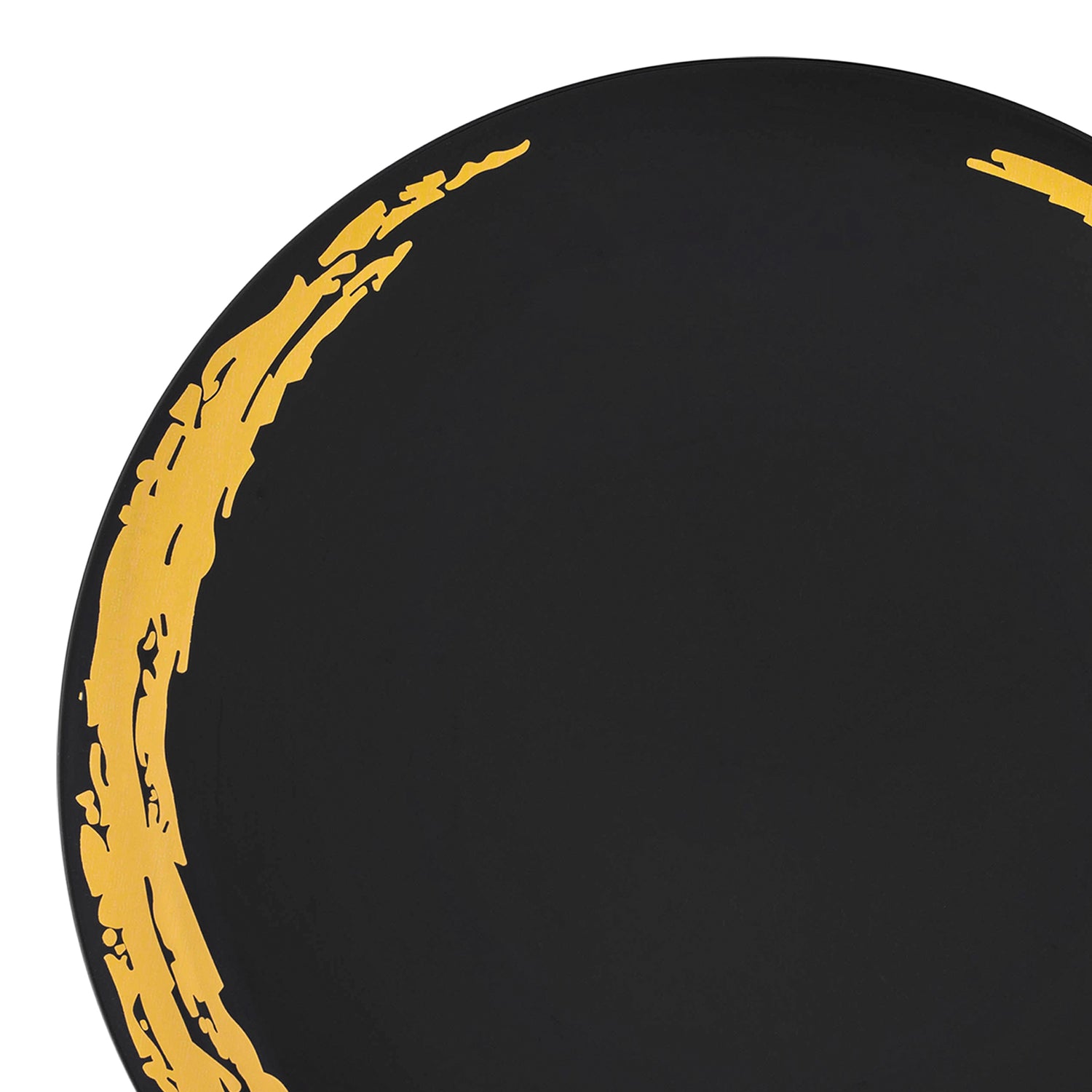 Black with Gold Moonlight Round Disposable Plastic Appetizer/Salad Plates (7.5") | The Kaya Collection