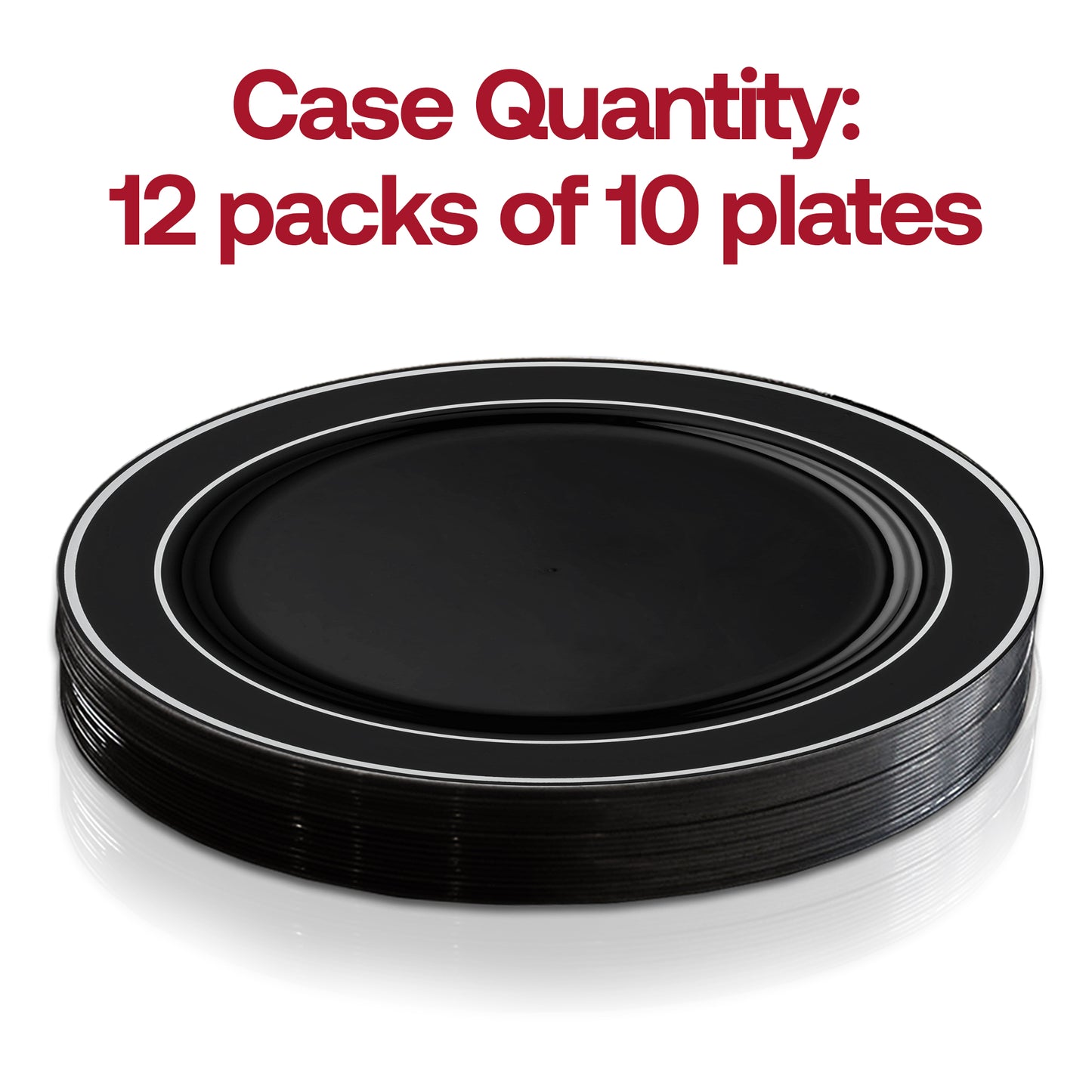 Black with Silver Edge Rim Plastic Appetizer/Salad Plates (7.5") Quantity | The Kaya Collection