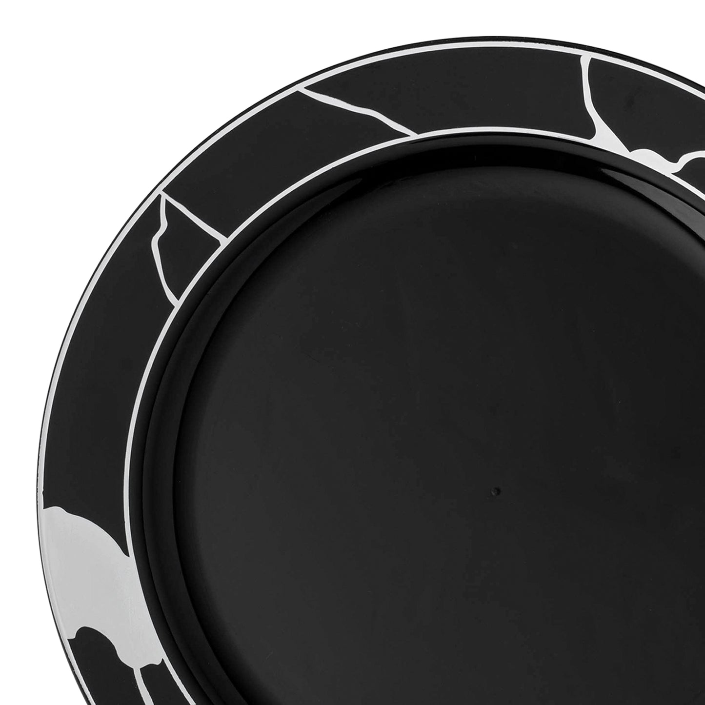 Black with Silver Marble Disposable Plastic Appetizer/Salad Plates (7.5") | The Kaya Collection