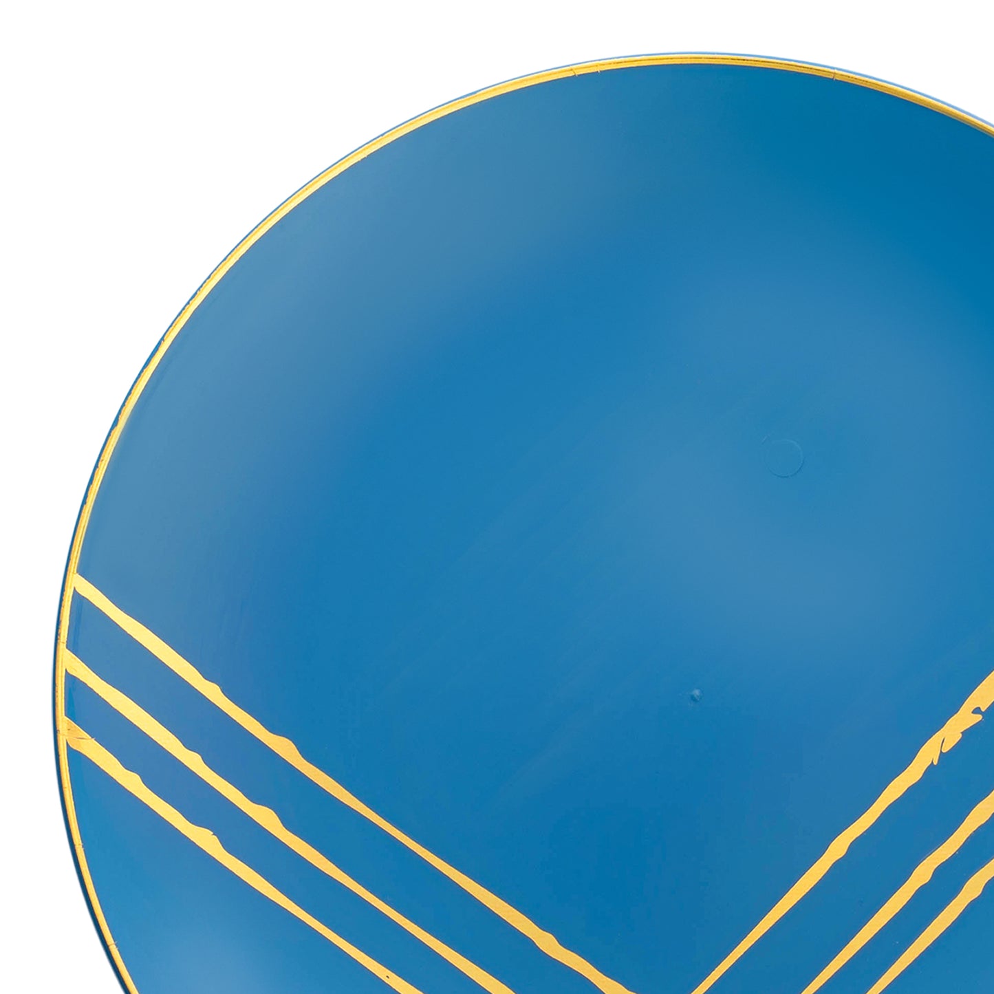 Blue with Gold Brushstroke Round Disposable Plastic Dinner Plates (10.25") | The Kaya Collection