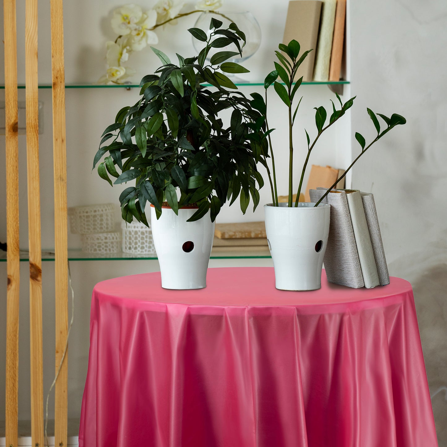 Burgundy Round Plastic Tablecloths (84")