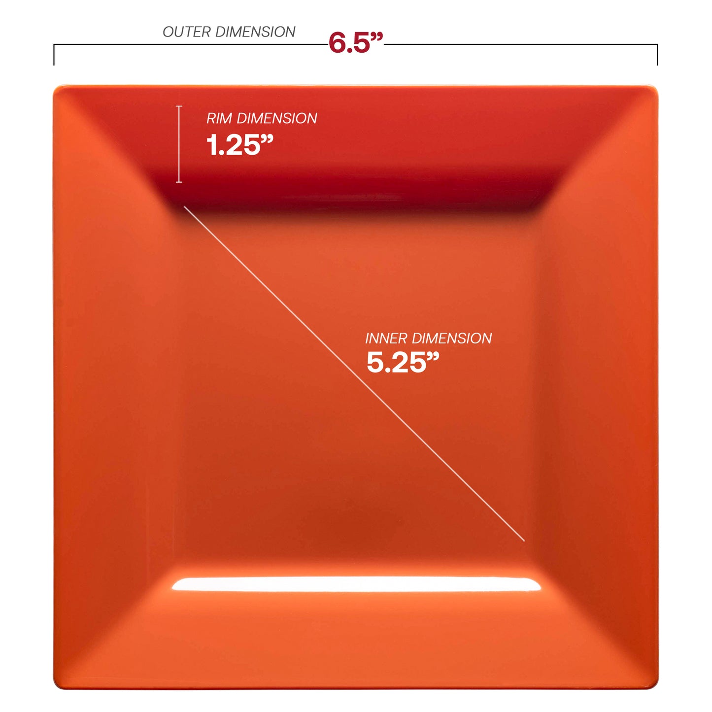 Burnt Orange Square Disposable Plastic Cake Plates (6.5")