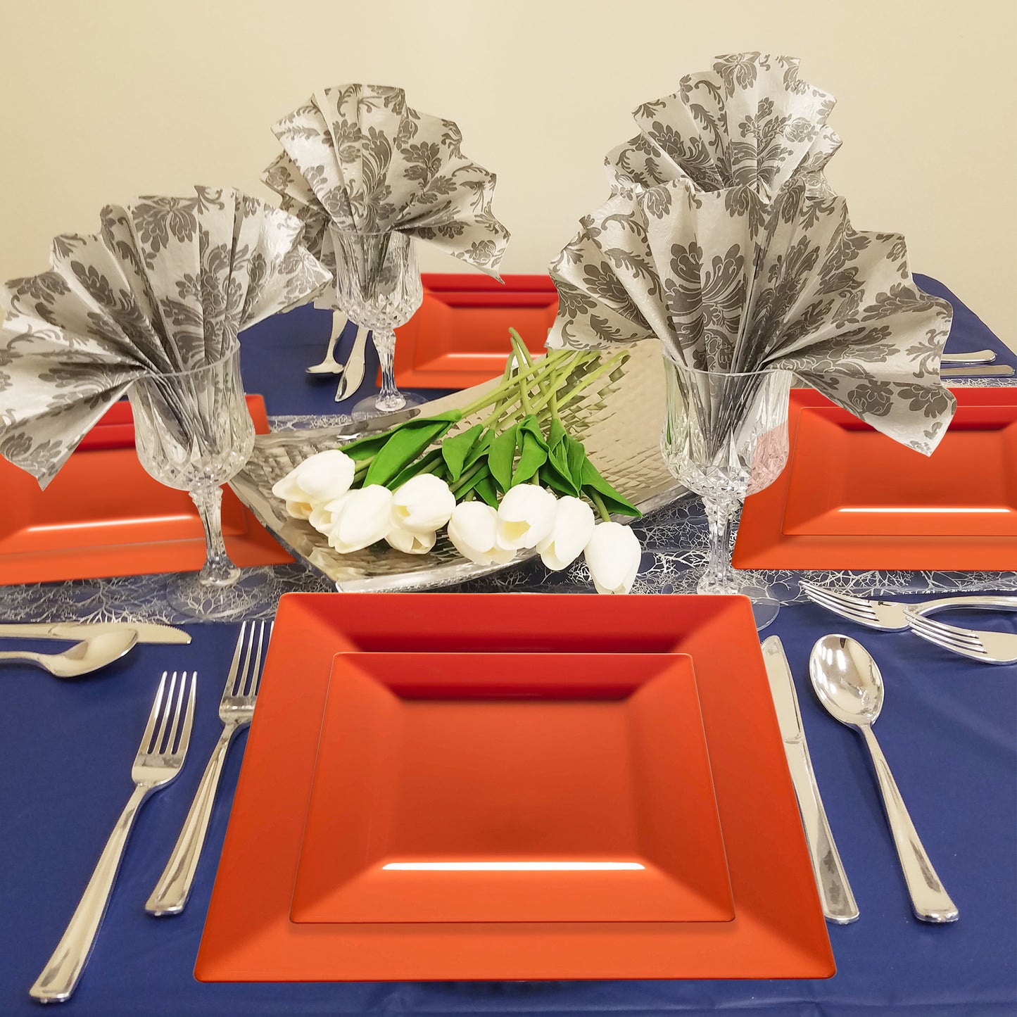 Burnt Orange Square Disposable Plastic Cake Plates (6.5")
