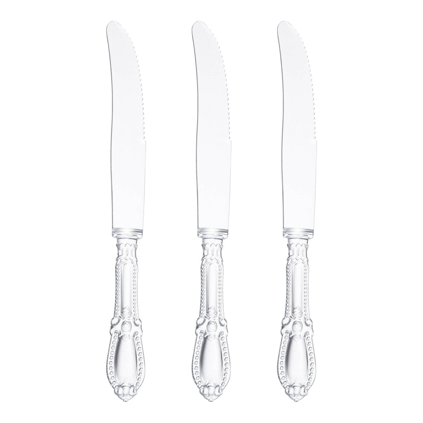 Clear Baroque Disposable Plastic Dinner Knives Secondary | The Kaya Collection