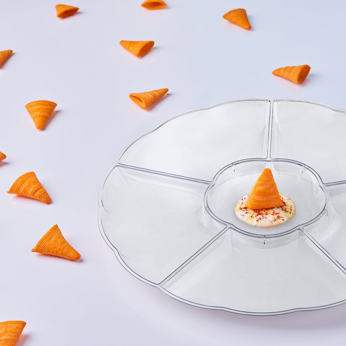 Clear Big 6-Partition Round Plastic Disposable Trays