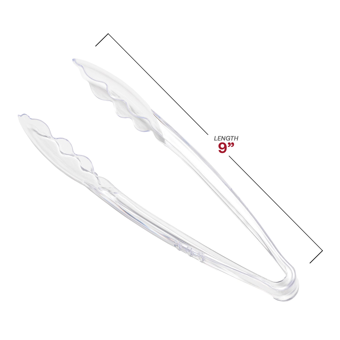 9" Clear Plastic Serving Tongs