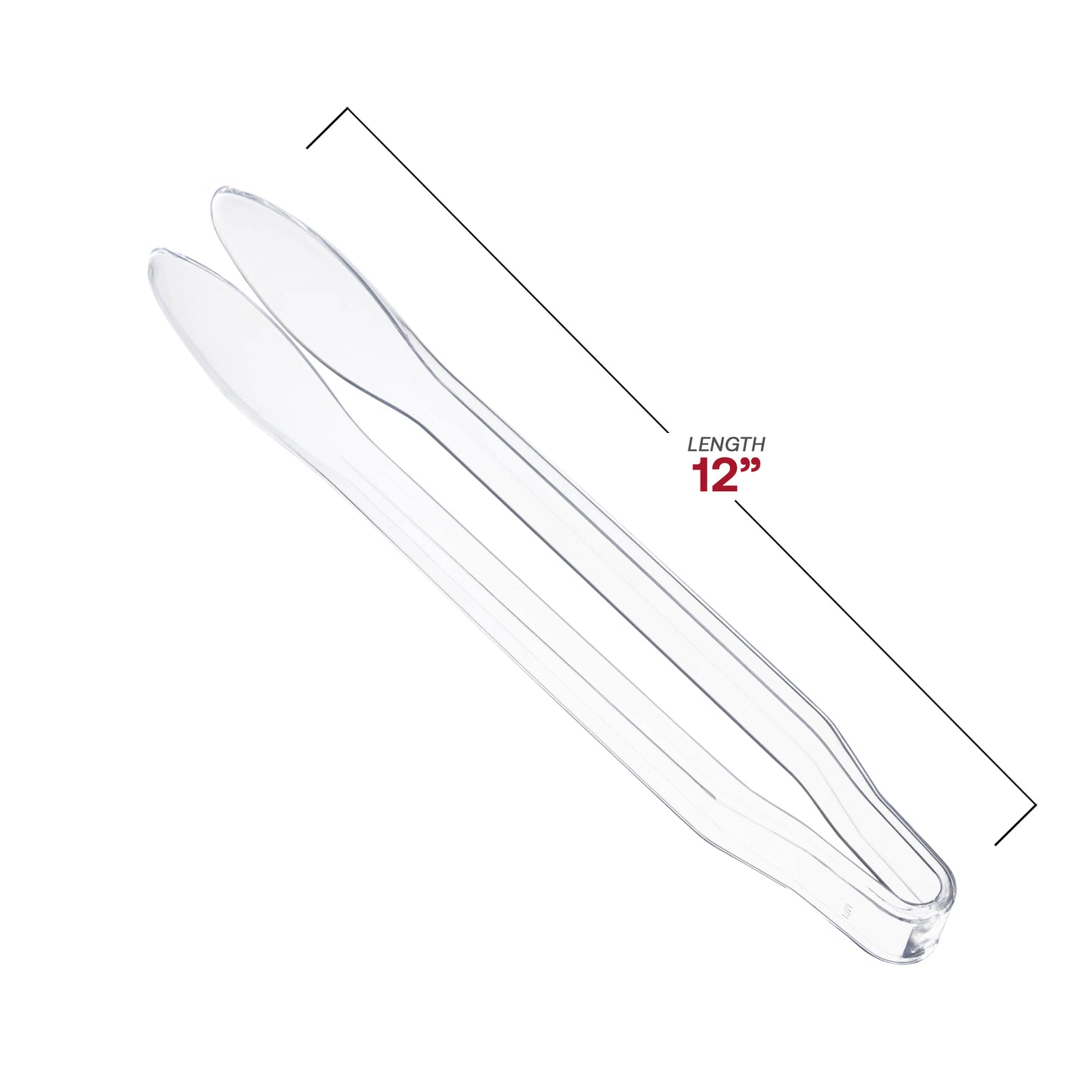 12" Clear Large Disposable Plastic Serving Tongs