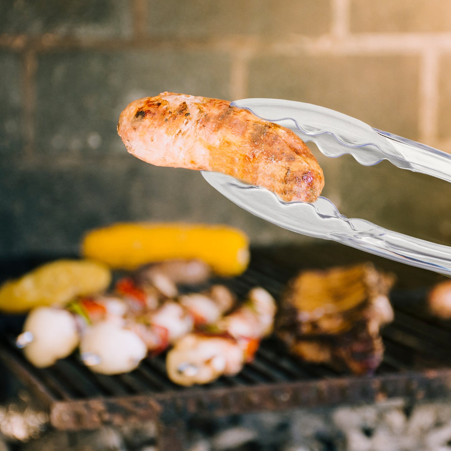 9" Clear Plastic Serving Tongs