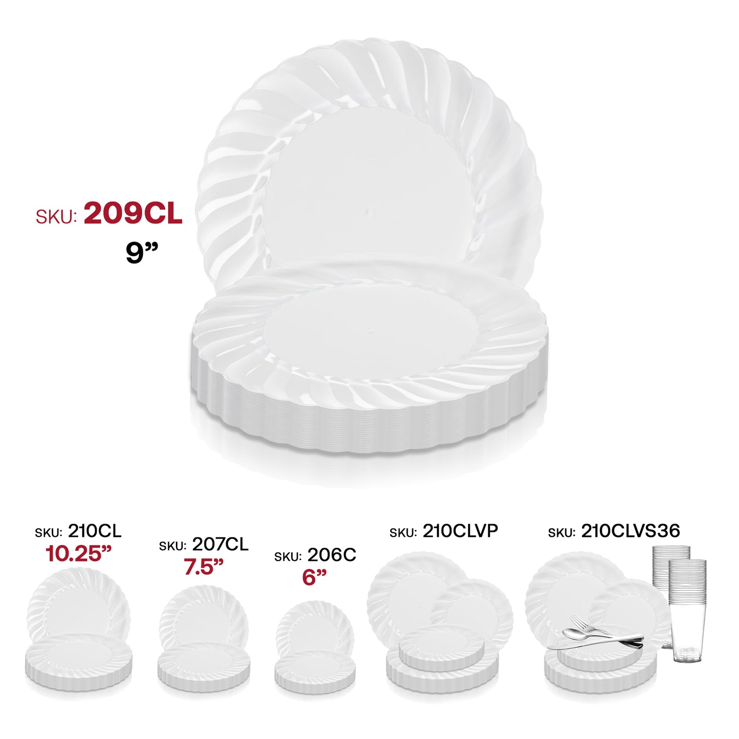 Clear Flair Plastic Buffet Plates (9") SKU | The Kaya Collection