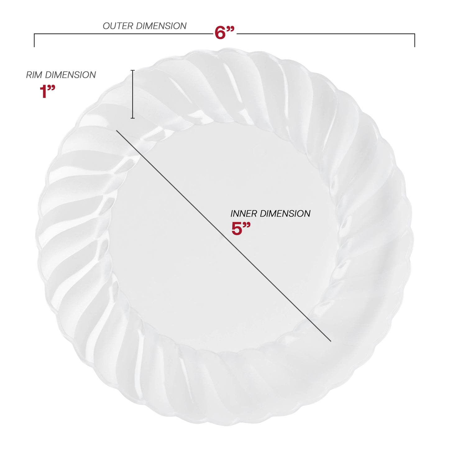 Clear Flair Disposable Plastic Pastry Plates (6")