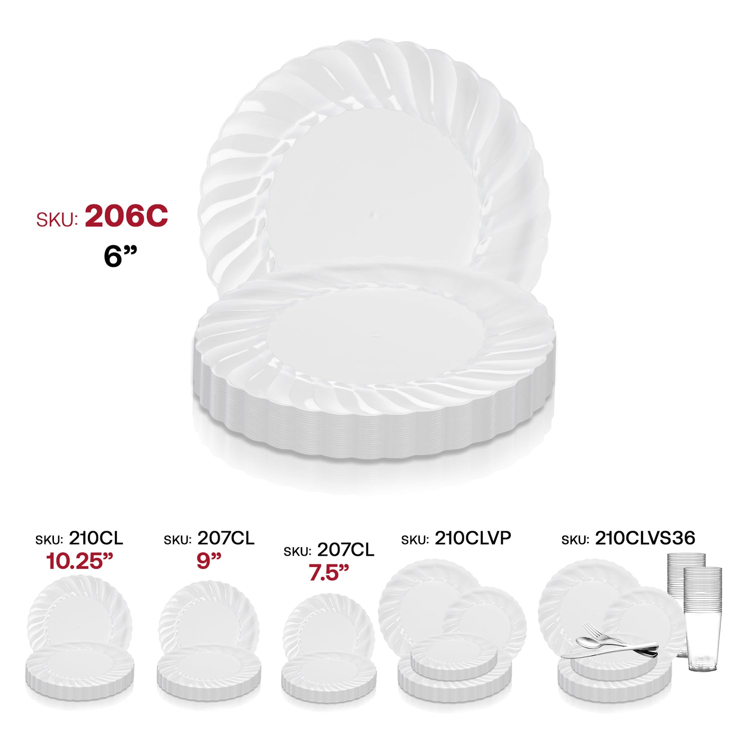 Clear Flair Plastic Pastry Plates (6") SKU | The Kaya Collection