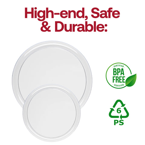 Clear Flat Round Disposable Plastic Appetizer/Salad Plates (8.5