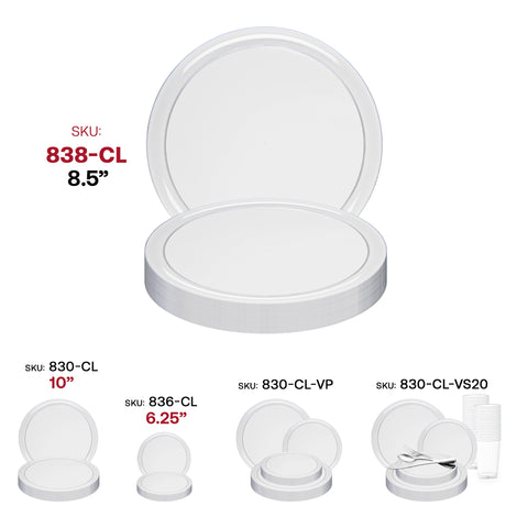 Clear Flat Round Disposable Plastic Appetizer/Salad Plates (8.5