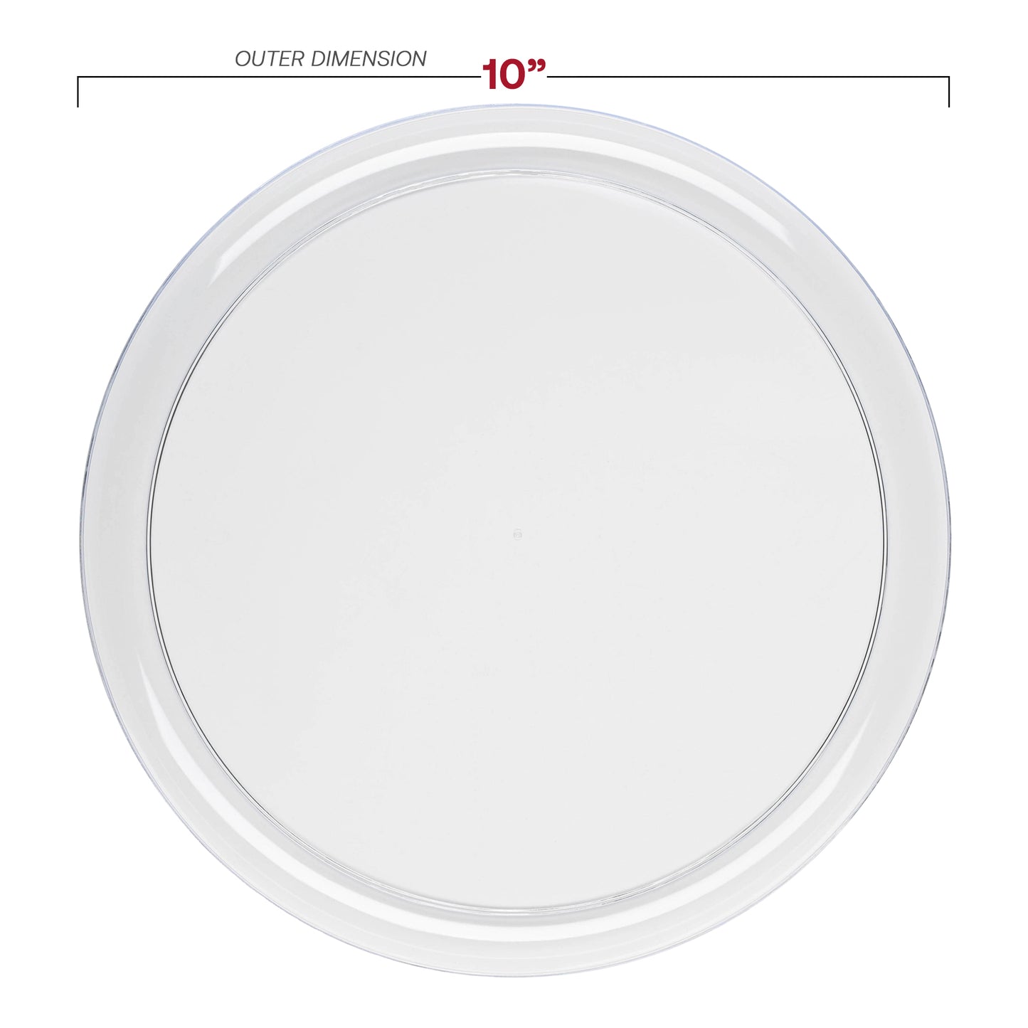 Clear Flat Round Disposable Plastic Dinner Plates (10") Dimension | The Kaya Collection